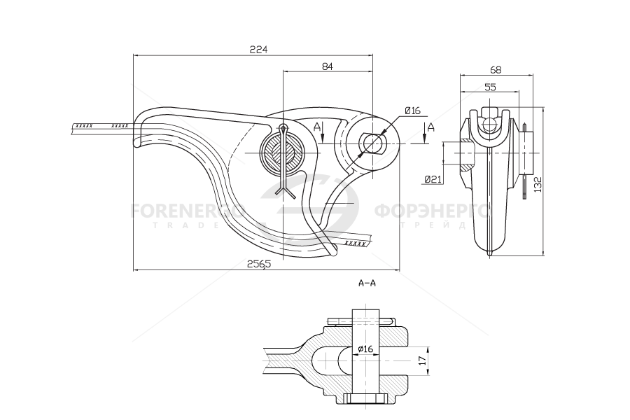 Анкерный зажим НЗ-60/11-17 