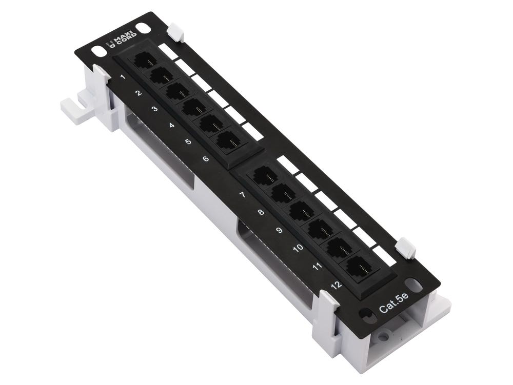 Патч-панель Maxicord 10" 1U кат.5е 12 портов RJ-45 DUAL IDC настенное крепление
